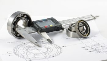 Bearing and caliper on the mechanical engineering drawing